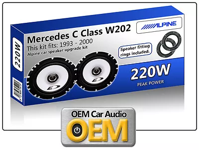 Mercedes C-Class W202 Front Door Speakers Alpine 17cm 6.5  Car Speaker Kit 220W • $78.32