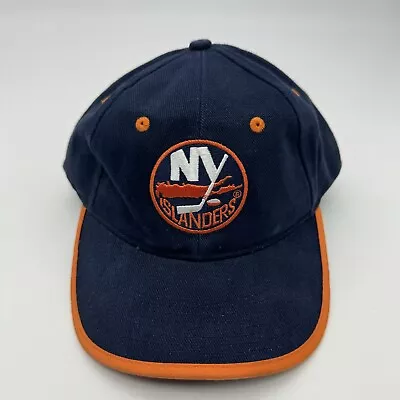 Vtg 90s Y2k New York Islanders Embroidered Strapback Hat Dime Bank Cotton Cap • $24.99