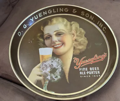 1938 Yuengling's Beer/Ale/Porter 12 Inch Tray Pottsville Pennsylvania • $105