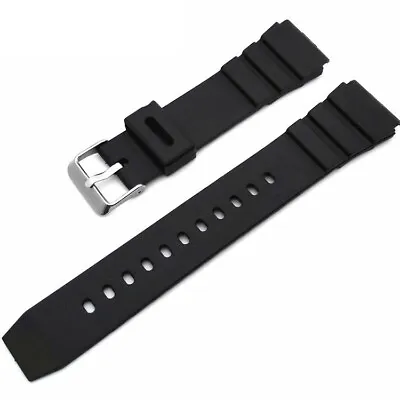 Black Rubber Silicone Diver Style Replacement Watch Band Strap Bracelet Buckle  • $13.47