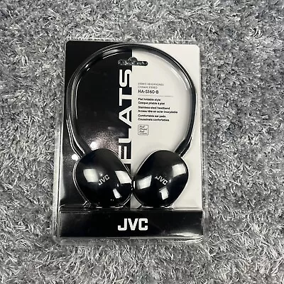 JVC Stereo Headphones Black FLATS HA-S160-B Flat Foldable Stainless Steel Band • $14.97