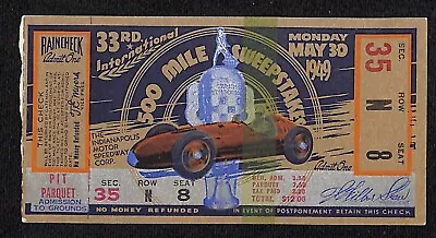 1949 Indy 500 Ticket / IMS 500 Mile Sweepstakes Ticket Stub Seat 8 VGC • $84.99