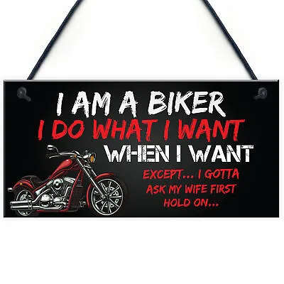Funny Biker Gifts Motorbike Plaque Man Cave Garage Sign Gifts For Men Him Dad • £3.99