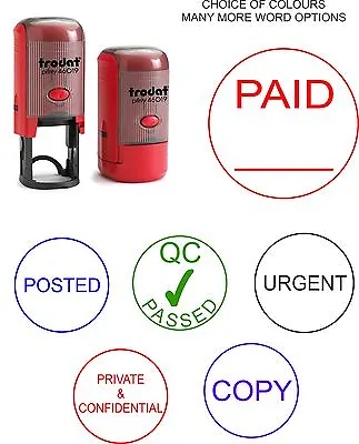 PAID RUBBER STAMP SELF INKING ACCOUNTS OFFICE POSTED CHECKED URGENT LOGO 18mm • £13.75