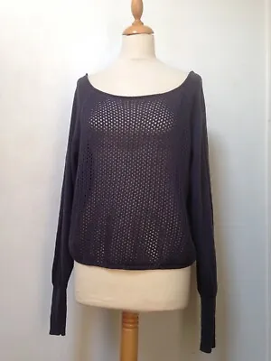 £12.99 • Buy Sweaty Betty Jumper XL Dark Grey Open/plain Knit Linen-cotton, Off The Shoulder