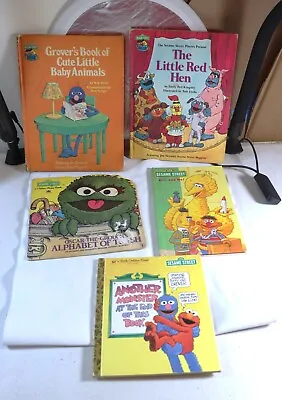 5 Vintage Sesame Street Books 1977 - 1996 Grover Oscar Big Bird Elmo • $13.16