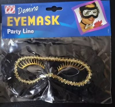 Domino Black And Gold Fancy Lace Eye Mask - Fancy Dress Masquerade Ball • £1