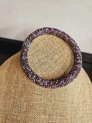 Purple Seed Bead Maasai Beaded Bangle Bracelet • $2.25