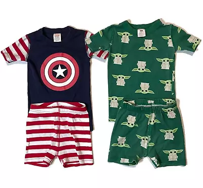 LOT OF 2 Hanna Andersson Boy 100 US 4 Pajamas Short Johns Stars Wars Yoda Marvel • $33.40