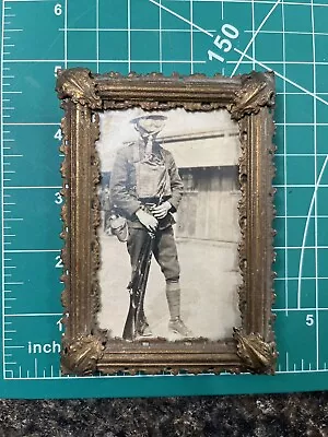 WW1 Dougboy In Uniform And Gasmask Framed Photo • $59.99