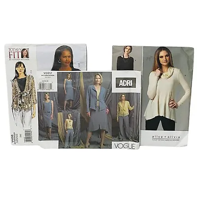 Designer Vogue Patterns Misses Cardigan Tank Top Tunic Jacket Dress Lot Of 3 • $14.99