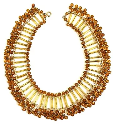 Early Large Gorgeous Topaz Glass Beads Miriam Haskell Choker Necklace • £61.64