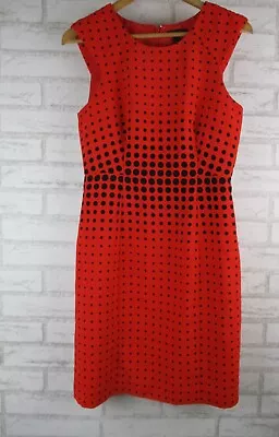 J Crew Womens Pencil Dress Red Black Dot Print Us6 Au10? Sleeveless • $20.30