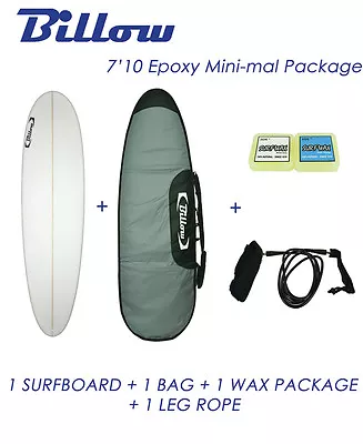 NEW Billow 7'10'' Epoxy Mini-mal Surfboard Matte Finish Package With 3xFCS Fins • $9999