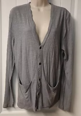 H&M Womens Long Sleeve V Neck Thin Gray Cardigan Sweater Size M • $4.99