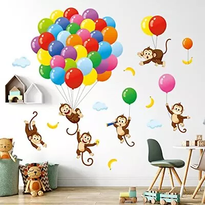 SG-2202 Balloons Monkey Wall Stickers Cartoon Monkeys Decals For Kids Childre... • $25.49