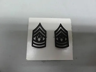 Military Insignia Rank Us Army Set Of 2 For Collar Command Sergeant Major Black • $3.99