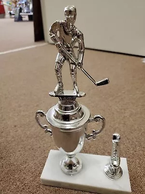 Vintage Hockey Trophy Marble Base & All Metal Parts Silver Figure 11  Tall • $12