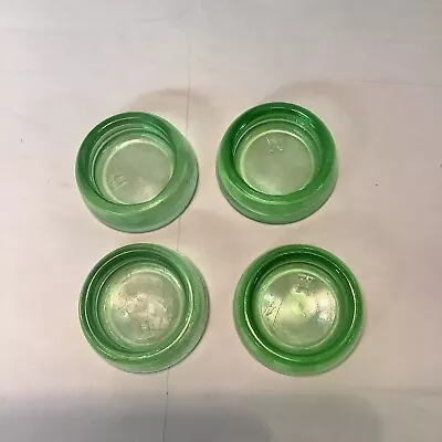 Set Of 4 Green Uranium Glass Furniture Coasters Anchor Hocking • $22