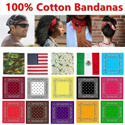 Lot 3 6 12 Wholesale 100% Cotton Bandana Head Wrap Hair Band Respirator Scarf • $14.99