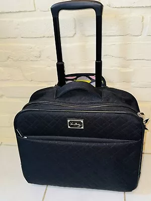 Used 1x Time Vera Bradley Black Quilted Rolling Suitcase 17x14 Carry-On Luggage • $89.99