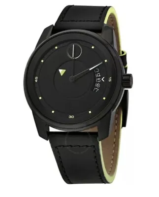 Brand New Movado Bold Men’s Verso Black Dial Black Leather Strap Watch 3600696 • $219.99