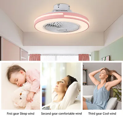 $126.35 • Buy Modern Pink Ceiling Fan LED Light & Remote Lamp Kids Girls Room Bed Room Lamp