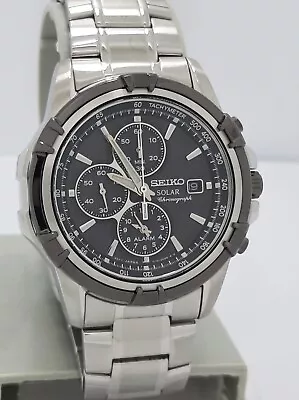 Seiko Solar Mens Alarm Chronograph Watch SSC147P1 • £200