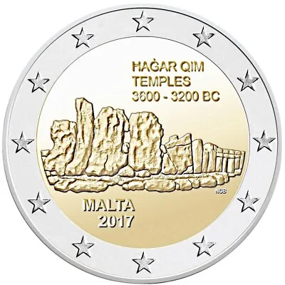 MALTA 2 EURO 2017 (Hagar Qim Temples) Commemorative 2 Euro Coin * UNCIRCULATED • $4.25