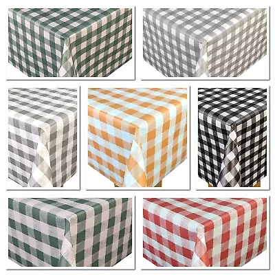 Gingham Check Tablecloth Wipe Clean PVC Vinyl Oilcloth Table Protector Cover • £31.96