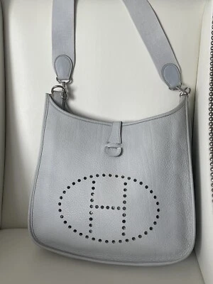 $305 • Buy Hermes Evelyne GM 33cm Neutral Gris Mouette Square F 2002 Togo