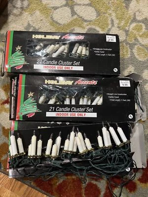 $18 • Buy Vintage Christmas Tree Clip On Trio Candle Lights 21 Candle Trios