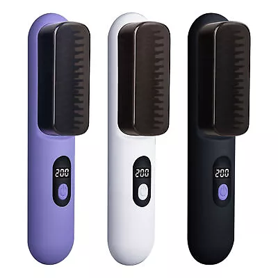 Hair Beard Straightener Brush Comb Negative Ion Curling Electric Women Styling • $28.29