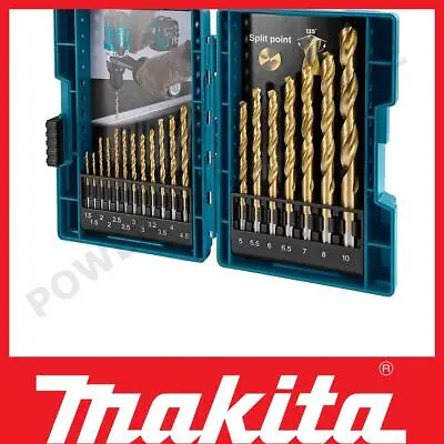 Makita D-67527 19 Piece HSS-Tin Metal Steel Drill Bit Set 1-10mm + Storage Case • £14.99