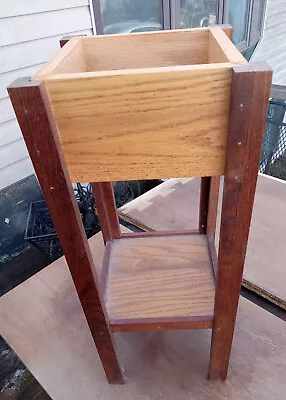 Oak & Walnut Plant Stand / Side Table  (PS252) • $129