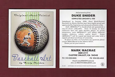 #26 DUKE SNIDER Dodgers | 1999 Sheldon BASEBALL ART Advertising/Promotional B • $2.50