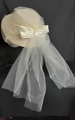 Vtg Bridal Fedora Designer Beaded Ivory Wedding Hat With Veil Netting • $124.99