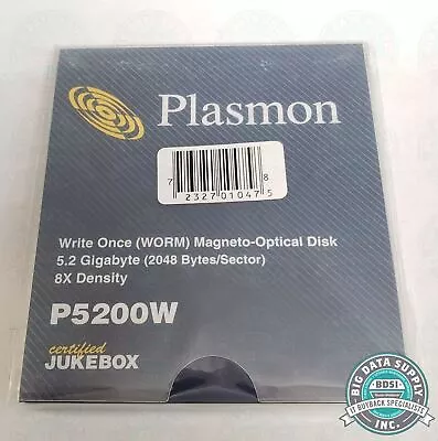 NEW - Plasmon Write Once (WORM) Magneto-Optical Disk P/N P5200W (1 PC) • $19.99