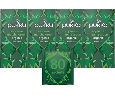 Pukka Herbs | Supreme Matcha Green Organic Herbal Tea | Green Tea 80 Sachets • £16.99