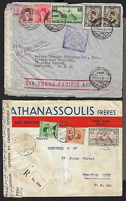 Egypt Cairo/port-said To Us Lot Of 2 Air Mail Censor Covers 1941 • $0.99
