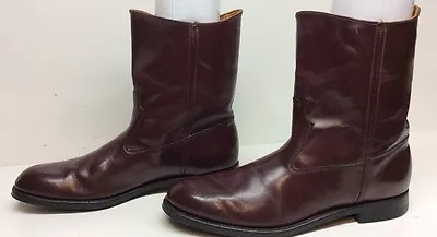 Vtg Mens Sears Cowboy Leather Burgundy Boots Size 10.5 B • $69.99