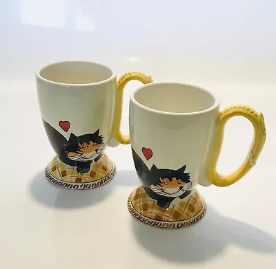 Cat Novelty Animal Lover Cat Set Of Two Ceramic Mugs Serving Coffee Tea Mugs • £14.99