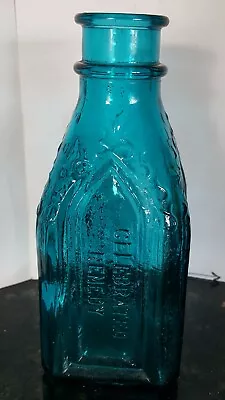 Vintage Aqua Blue Cathedral Chief Wahoo Electric Tonic Celebrated Remedy Bottle • $24.99