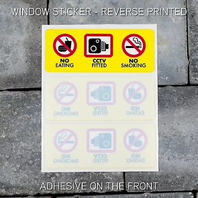 £5.51 • Buy 3 X No Eating Drinking CCTV Fitted Taxi WINDOW Stickers Minicab Cab - UV3370