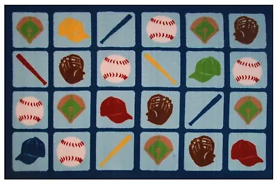 Fun Rug FT-519 Up To Bat Baseball Aria Rug 39x58 Kids Baseball Rug • $35.99