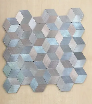 Silver Self Adhesive Peel & Stick Aluminium Mosaic Tiles | 300x300x8mm | 11=1m2 • £132