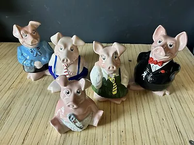 NATWEST PIGS FULL SET OF 5 PIGGY BANKS WADE WITH STOPPERS Wade • £55