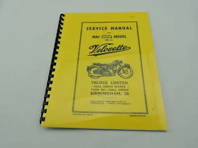 COPY Velocette Service Manual 350 Swingarm MAC B13466 • $14.99