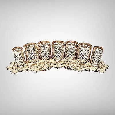 Ornate Silver Filigree Metal 7 Tube Lipstick  Holder Vanity Accessory • $17.50