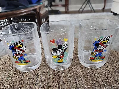 Walt Disney World Mickey Mouse McDonald’s Glass Cups 2000 Set Of 3 • $9.95